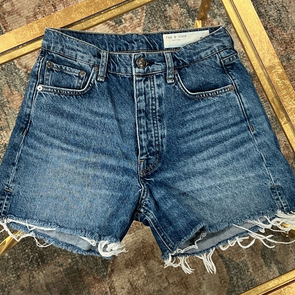 Rag & Bone Vintage Cut-Off High-Rise Midi Denim Shorts
